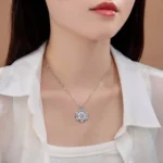 Luxury Edelweiss Snowflake Moissanite Pendant Necklace 925 Silver - Image 6