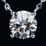 Four-Prong Round Moissanite Solitaire Pendant Necklace 925 Silver - Image 2