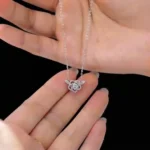 Luxury Camellia Flower Moissanite Pendant Necklace 925 Silver - Image 4