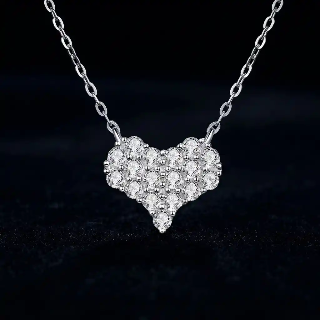 20aefbc0-8bc5-4ae3-9331-a2baedf0910a Luxury Pave Heart Moissanite Pendant Necklace 925 Silver - Image 1