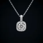 Cushion Sugar Cube Moissanite Pendant Necklace 925 Silver - Image 2