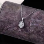 Luxury Double Halo Pear Moissanite Pendant Necklace 925 Silver