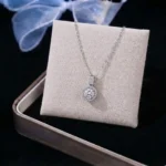 Luxury Classic Double Halo Moissanite Pendant Necklace 925 Silver