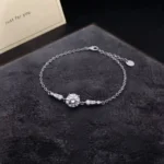 Classic Four Prong Moissanite Charm Bracelet 925 Silver - Image 2