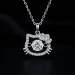 Luxury Dancing Cat Moissanite Pendant Necklace 925 Silver - Image 2