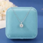 Luxury Beaded Round Moissanite Pendant Necklace 925 Silver - Image 4