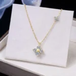 Luxury Clover Charm Moissanite Clavicle Necklace 925 Silver - Image 4