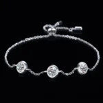 Bezel Set Moissanite Charm Bracelet 925 Silver