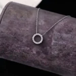 Luxury Shimmering Circle Moissanite Pendant Necklace 925 Silver
