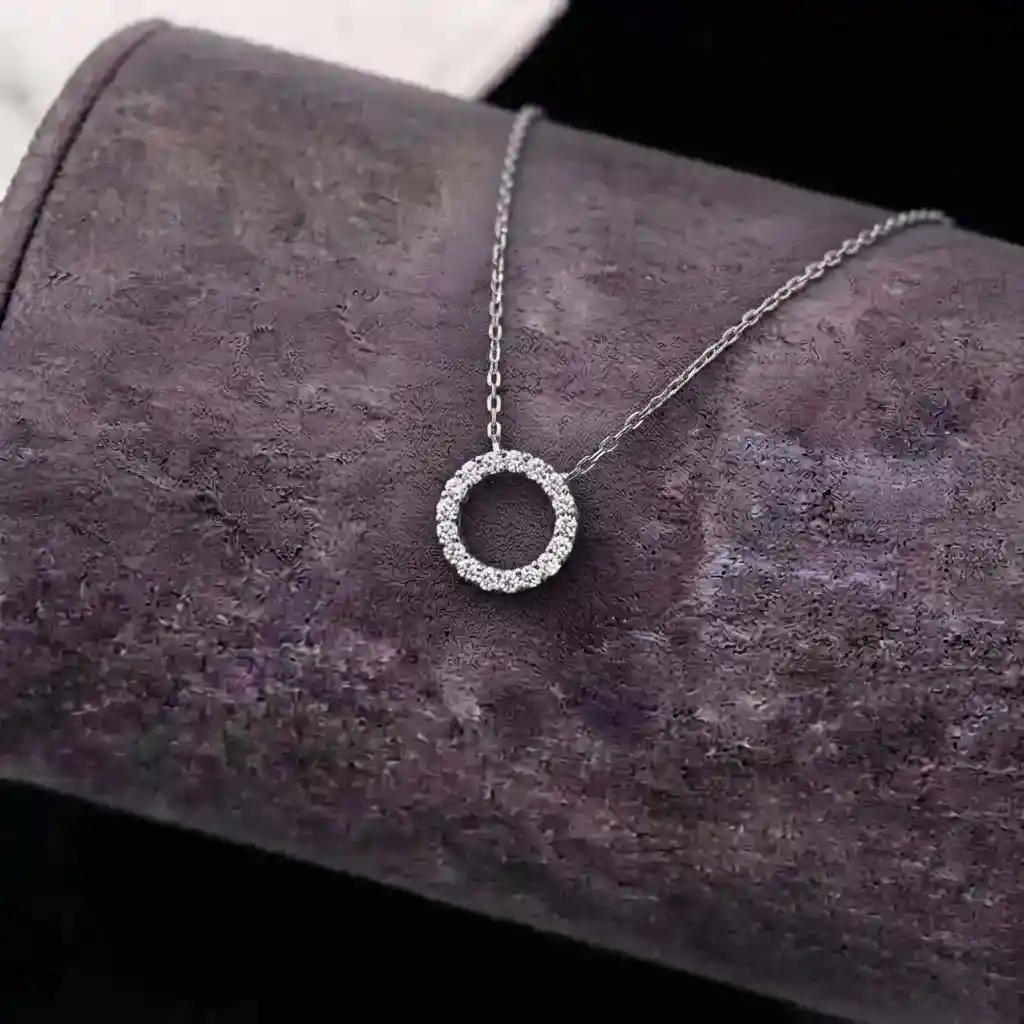 3334aeb1-01a0-4e4b-9def-1b7eacb5a8dc Luxury Shimmering Circle Moissanite Pendant Necklace 925 Silver - Image 1