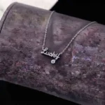Luxury Lucky Letter Moissanite Dangle Pendant Necklace 925 Silver - Image 3