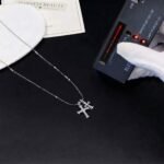 Luxury Double Cross Moissanite Charm Pendant Necklace 925 Silver - Image 3