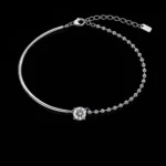Classic Six Prong Moissanite Charm Bracelet 925 Silver