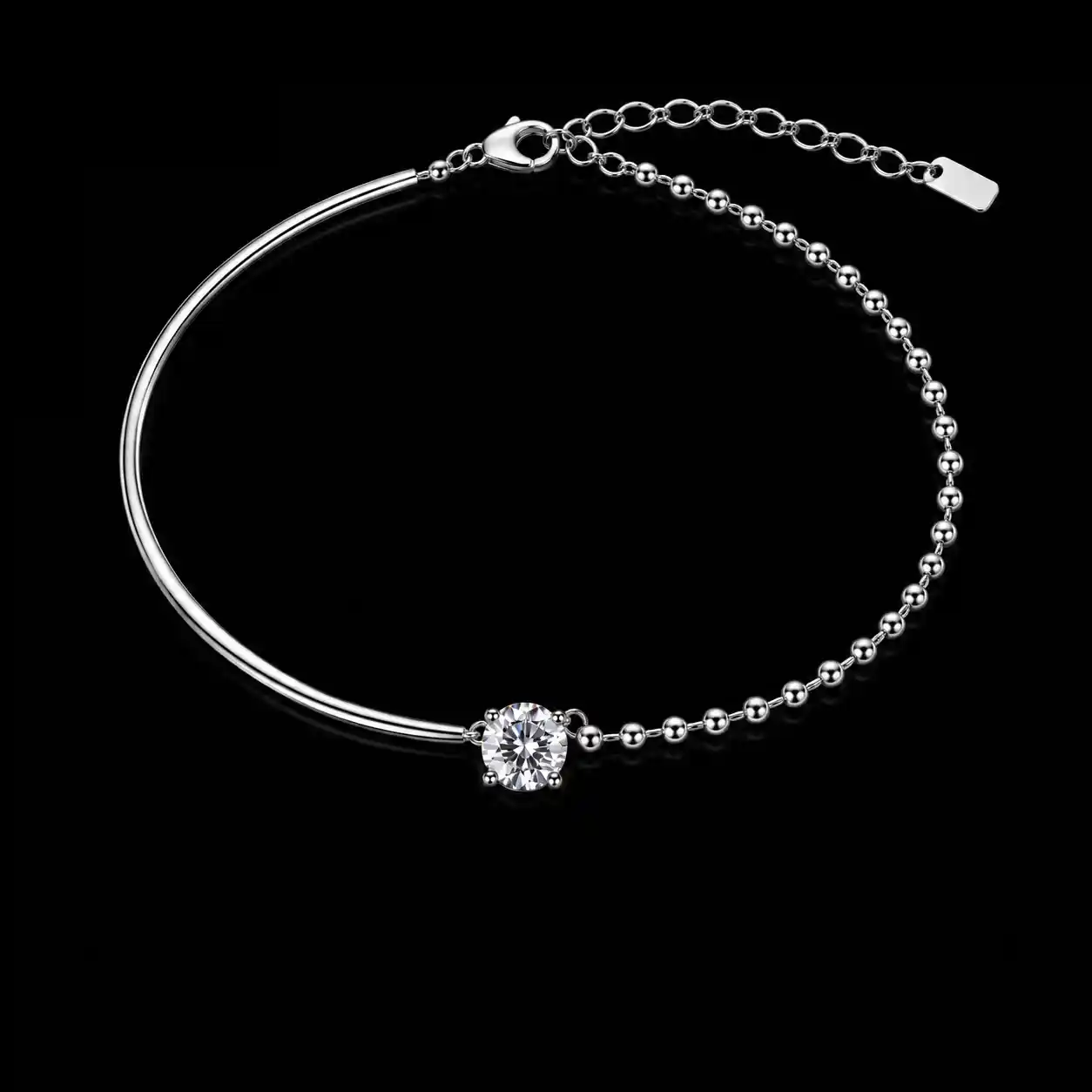 3844bae5-6f74-468d-acd7-87b5e730caa5 Classic Six Prong Moissanite Charm Bracelet 925 Silver - Image 1