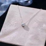 Four-Prong Round Moissanite Solitaire Pendant Necklace 925 Silver