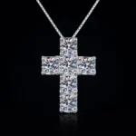 Luxury Classic Cross Moissanite Pendant Necklace 925 Silver