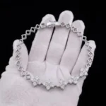 Hollow Floral Moissanite Charm Bracelet 925 Silver - Image 3