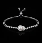 Gourd Pearl Moissanite Bolo Bracelet 925 Silver
