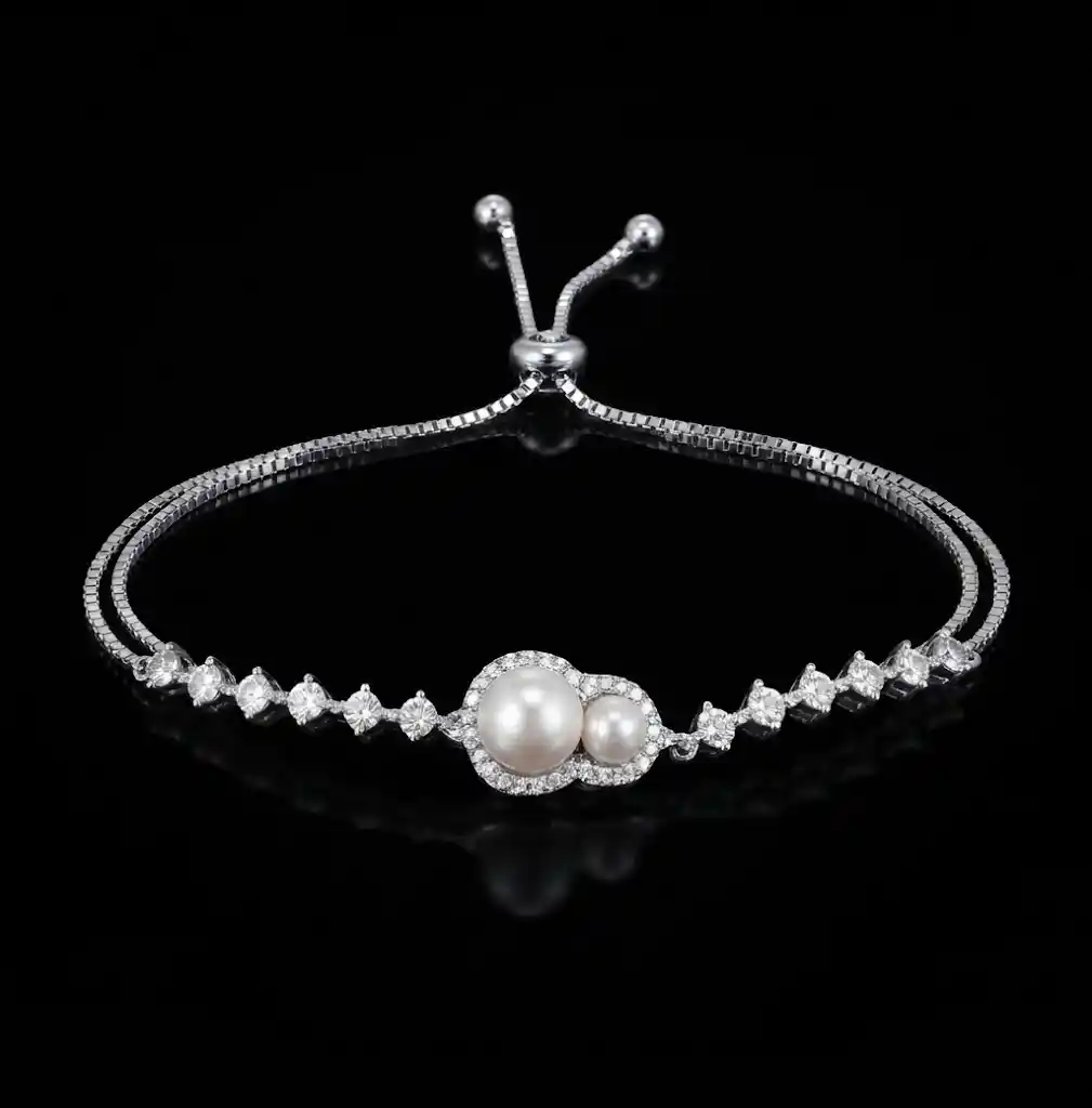 3a75cca7-a423-4858-b00e-3916e6d1a477 Gourd Pearl Moissanite Bolo Bracelet 925 Silver - Image 1