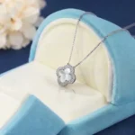 Luxury Four-Leaf Clover Shell Moissanite Pendant Necklace 925 Silver - Image 3