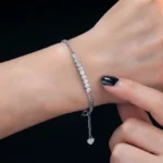 Row Stone Moissanite Line Bracelet 925 Silver - Image 3
