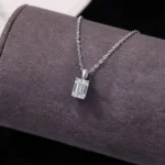 Luxury Vintage Radiant Moissanite Solitaire Pendant Necklace 925 Silver