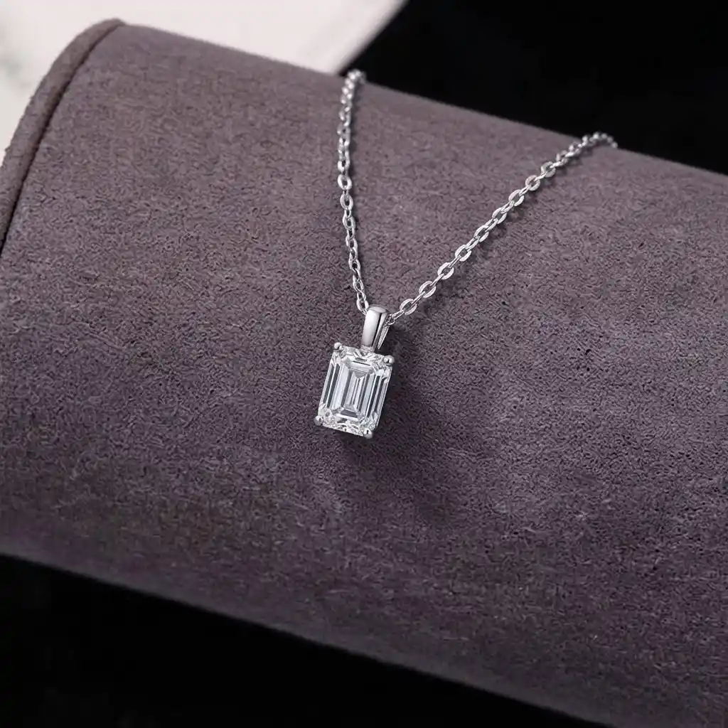3cf865cf-814e-495a-b61a-6ef87263e2ea Luxury Vintage Radiant Moissanite Solitaire Pendant Necklace 925 Silver - Image 1