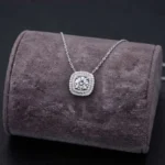 Luxury Double Halo Moissanite Pendant Necklace 925 Silver - Image 3