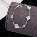 Round Halo Moissanite Charm Bracelet 925 Silver - Image 2