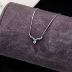 Angel Wings Moissanite Dangle Pendant Necklace 925 Silver