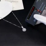 Luxury Classic Double Halo Moissanite Pendant Necklace 925 Silver - Image 4
