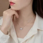 Luxury Pave Heart Moissanite Pendant Necklace 925 Silver - Image 5