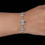 Double C Moissanite Charm Bracelet 925 Silver - Image 3