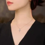 Luxury Vintage Classic Cross Moissanite Pendant Necklace 925 Silver - Image 6