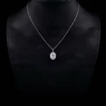 Luxury Oval Halo Moissanite Pendant Necklace 925 Silver - Image 4