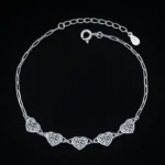 Heart Moissanite Charm Bracelet 925 Silver