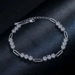 Paperclip Moissanite Station Bracelet 925 Silver - Image 2