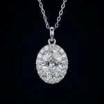 Luxury Oval Halo Moissanite Pendant Necklace 925 Silver