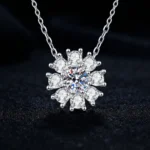 Luxury Sparkling Snowflake Moissanite Pendant Necklace 925 Silver - Image 2