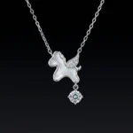 Luxury Leaping Horse Moissanite Dangle Pendant Necklace 925 Silver - Image 2