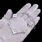 Round Halo Moissanite Charm Bracelet 925 Silver - Image 3