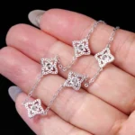 Versatile Floral Moissanite Charm Bracelet 925 Silver - Image 4