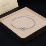 Classic Six Prong Moissanite Charm Bracelet 925 Silver - Image 3