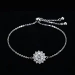 Radiant Sunflower Moissanite Charm Bracelet 925 Silver