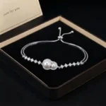 Gourd Pearl Moissanite Bolo Bracelet 925 Silver - Image 2