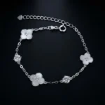 Round Halo Moissanite Charm Bracelet 925 Silver