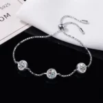 Bezel Set Moissanite Charm Bracelet 925 Silver - Image 2