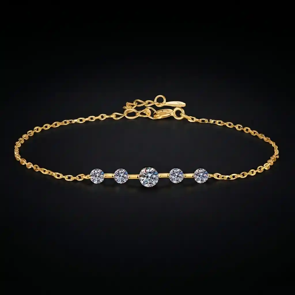 64ab5d2b-5632-4119-9ed2-12abbb99a4eb Five Stone Moissanite Station Bracelet 925 Silver - Image 1