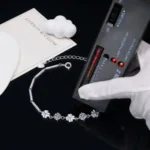 Lucky Clover Moissanite Charm Bracelet 925 Silver - Image 5