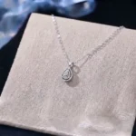 Luxury Double Halo Pear Moissanite Pendant Necklace 925 Silver - Image 2